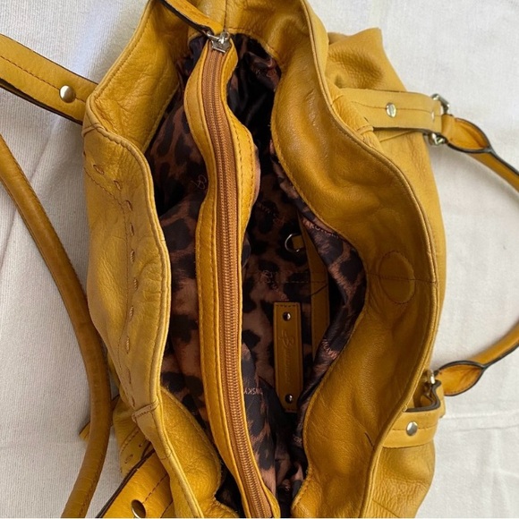 B Makowsky Mustard Yellow Leather Handbag Tote Satchel - Picture 7 of 7